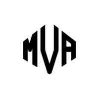 design de logotipo de letra mva com forma de polígono. mva polígono e design de logotipo em forma de cubo. modelo de logotipo de vetor hexágono mva cores brancas e pretas. mva monograma, logotipo de negócios e imóveis.