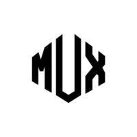 design de logotipo de letra mux com forma de polígono. mux polígono e design de logotipo em forma de cubo. mux hexágono modelo de logotipo de vetor cores brancas e pretas. monograma mux, logotipo de negócios e imóveis.