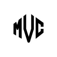 design de logotipo de carta mvc com forma de polígono. polígono mvc e design de logotipo em forma de cubo. modelo de logotipo de vetor hexágono mvc cores brancas e pretas. mvc monograma, logotipo de negócios e imóveis.