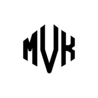 design de logotipo de letra mvk com forma de polígono. mvk polígono e design de logotipo em forma de cubo. mvk hexagon vector logo template cores brancas e pretas. mvk monograma, logotipo de negócios e imóveis.