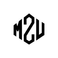 design de logotipo de letra mzu com forma de polígono. mzu polígono e design de logotipo em forma de cubo. modelo de logotipo de vetor hexágono mzu cores brancas e pretas. mzu monograma, logotipo de negócios e imóveis.