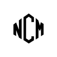 design de logotipo de carta ncm com forma de polígono. ncm polígono e design de logotipo em forma de cubo. modelo de logotipo de vetor hexágono ncm cores brancas e pretas. ncm monograma, logotipo de negócios e imóveis.