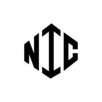 nic letter design de logotipo com forma de polígono. nic polígono e design de logotipo em forma de cubo. nic hexagon vector logo template cores brancas e pretas. nic monograma, logotipo de negócios e imóveis.