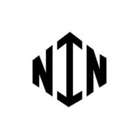 design de logotipo de letra nin com forma de polígono. nin polígono e design de logotipo em forma de cubo. nin hexágono modelo de logotipo de vetor cores brancas e pretas. nin monograma, logotipo de negócios e imóveis.