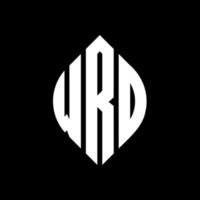 design de logotipo de carta de círculo wrd com forma de círculo e elipse. letras de elipse wrd com estilo tipográfico. as três iniciais formam um logotipo circular. wrd círculo emblema abstrato monograma carta marca vetor. vetor