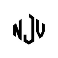 design de logotipo de letra njv com forma de polígono. njv polígono e design de logotipo em forma de cubo. modelo de logotipo de vetor hexágono njv cores brancas e pretas. njv monograma, logotipo de negócios e imóveis.