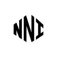 design de logotipo de letra nni com forma de polígono. nni polígono e design de logotipo em forma de cubo. nni hexágono modelo de logotipo de vetor cores brancas e pretas. nni monograma, logotipo de negócios e imóveis.