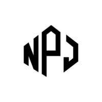 design de logotipo de carta npj com forma de polígono. npj polígono e design de logotipo em forma de cubo. modelo de logotipo de vetor hexágono npj cores brancas e pretas. npj monograma, logotipo de negócios e imóveis.