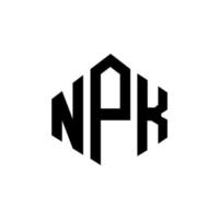 design de logotipo de carta npk com forma de polígono. npk polígono e design de logotipo em forma de cubo. modelo de logotipo de vetor hexágono npk cores brancas e pretas. npk monograma, logotipo de negócios e imóveis.