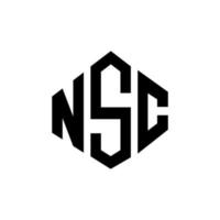 design de logotipo de carta nsc com forma de polígono. nsc polígono e design de logotipo em forma de cubo. modelo de logotipo de vetor hexágono nsc cores brancas e pretas. nsc monograma, logotipo de negócios e imóveis.