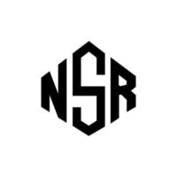 design de logotipo de carta nsr com forma de polígono. nsr polígono e design de logotipo em forma de cubo. modelo de logotipo de vetor hexágono nsr cores brancas e pretas. nsr monograma, logotipo de negócios e imóveis.