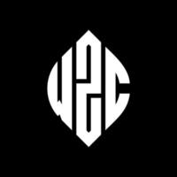 design de logotipo de carta de círculo wzc com forma de círculo e elipse. letras de elipse wzc com estilo tipográfico. as três iniciais formam um logotipo circular. wzc círculo emblema abstrato monograma carta marca vetor. vetor