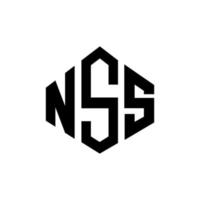 design de logotipo de carta nss com forma de polígono. nss polígono e design de logotipo em forma de cubo. modelo de logotipo de vetor hexágono nss cores brancas e pretas. nss monograma, logotipo de negócios e imóveis.