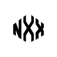 design de logotipo de letra nxx com forma de polígono. nxx polígono e design de logotipo em forma de cubo. nxx modelo de logotipo de vetor hexágono cores brancas e pretas. nxx monograma, logotipo de negócios e imóveis.