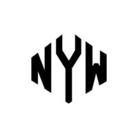 design de logotipo de carta nyw com forma de polígono. nyw polígono e design de logotipo em forma de cubo. modelo de logotipo de vetor hexágono nyw cores brancas e pretas. nyw monograma, logotipo de negócios e imóveis.