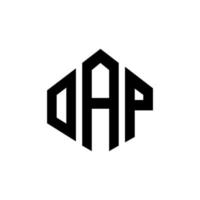 design de logotipo de carta oap com forma de polígono. oap polígono e design de logotipo em forma de cubo. modelo de logotipo de vetor hexágono oap cores brancas e pretas. monograma oap, logotipo de negócios e imóveis.