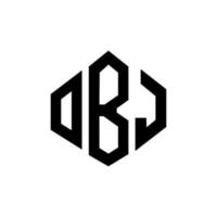 design de logotipo de letra obj com forma de polígono. obj polígono e design de logotipo em forma de cubo. obj modelo de logotipo de vetor hexágono cores brancas e pretas. obj monograma, logotipo de negócios e imóveis.