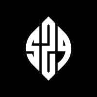 design de logotipo de letra de círculo szq com forma de círculo e elipse. letras de elipse szq com estilo tipográfico. as três iniciais formam um logotipo circular. szq círculo emblema abstrato monograma letra marca vetor. vetor