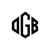 design de logotipo de carta ogb com forma de polígono. polígono ogb e design de logotipo em forma de cubo. ogb hexágono modelo de logotipo de vetor cores brancas e pretas. monograma ogb, logotipo de negócios e imóveis.