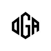 design de logotipo de carta oga com forma de polígono. oga polígono e design de logotipo em forma de cubo. oga hexágono modelo de logotipo de vetor cores brancas e pretas. oga monograma, logotipo de negócios e imóveis.