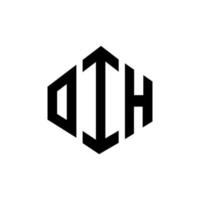 design de logotipo de letra oih com forma de polígono. oih polígono e design de logotipo em forma de cubo. oih modelo de logotipo de vetor hexágono cores brancas e pretas. oih monograma, logotipo de negócios e imóveis.