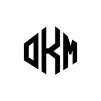 design de logotipo de carta okm com forma de polígono. okm polígono e design de logotipo em forma de cubo. modelo de logotipo de vetor hexágono okm cores brancas e pretas. okm monograma, logotipo de negócios e imóveis.