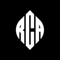 design de logotipo de carta de círculo rca com forma de círculo e elipse. letras de elipse rca com estilo tipográfico. as três iniciais formam um logotipo circular. rca círculo emblema abstrato monograma carta marca vetor. vetor