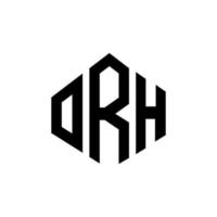 design de logotipo de carta orh com forma de polígono. orh polígono e design de logotipo em forma de cubo. orh hexágono modelo de logotipo de vetor cores brancas e pretas. orh monograma, logotipo de negócios e imóveis.