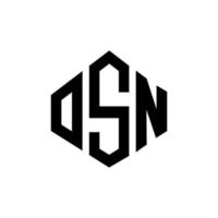 design de logotipo de carta osn com forma de polígono. polígono osn e design de logotipo em forma de cubo. modelo de logotipo de vetor hexágono osn cores brancas e pretas. monograma osn, logotipo de negócios e imóveis.