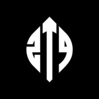 design de logotipo de letra de círculo ztq com forma de círculo e elipse. letras de elipse ztq com estilo tipográfico. as três iniciais formam um logotipo circular. ztq círculo emblema abstrato monograma carta marca vetor. vetor