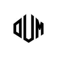 design de logotipo de carta oum com forma de polígono. oum polígono e design de logotipo em forma de cubo. oum hexágono modelo de logotipo de vetor cores brancas e pretas. oum monograma, logotipo de negócios e imóveis.