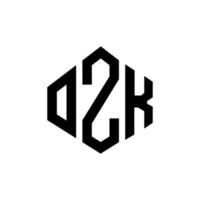 design de logotipo de carta ozk com forma de polígono. ozk polígono e design de logotipo em forma de cubo. ozk hexágono vector logotipo modelo cores brancas e pretas. ozk monograma, logotipo de negócios e imóveis.