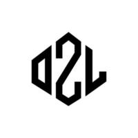 design de logotipo de carta ozl com forma de polígono. ozl polígono e design de logotipo em forma de cubo. ozl hexágono modelo de logotipo de vetor cores brancas e pretas. ozl monograma, logotipo de negócios e imóveis.