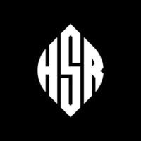 design de logotipo de carta de círculo hsr com forma de círculo e elipse. letras de elipse hsr com estilo tipográfico. as três iniciais formam um logotipo circular. hsr círculo emblema abstrato monograma carta marca vetor. vetor