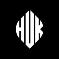 design de logotipo de letra de círculo huk com forma de círculo e elipse. letras de elipse huk com estilo tipográfico. as três iniciais formam um logotipo circular. huk círculo emblema abstrato monograma carta marca vetor. vetor