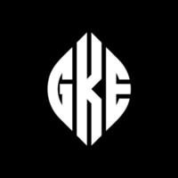 design de logotipo de carta de círculo gke com forma de círculo e elipse. letras de elipse gke com estilo tipográfico. as três iniciais formam um logotipo circular. gke círculo emblema abstrato monograma carta marca vetor. vetor