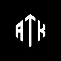 design de logotipo de carta atk com forma de polígono. polígono atk e design de logotipo em forma de cubo. Atk hexágono modelo de logotipo de vetor cores brancas e pretas. monograma atk, logotipo de negócios e imóveis.