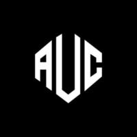 design de logotipo de carta auc com forma de polígono. auc polígono e design de logotipo em forma de cubo. modelo de logotipo de vetor hexágono auc cores brancas e pretas. auc monograma, logotipo de negócios e imóveis.