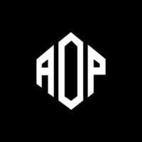 design de logotipo de carta aop com forma de polígono. aop polígono e design de logotipo em forma de cubo. aop hexágono modelo de logotipo de vetor cores brancas e pretas. monograma aop, logotipo de negócios e imóveis.