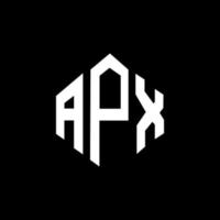 design de logotipo de carta apx com forma de polígono. apx polígono e design de logotipo em forma de cubo. modelo de logotipo de vetor hexágono apx cores brancas e pretas. apx monograma, logotipo de negócios e imóveis.