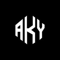 design de logotipo de carta aky com forma de polígono. aky polígono e design de logotipo em forma de cubo. modelo de logotipo de vetor hexágono aky cores brancas e pretas. aky monograma, logotipo de negócios e imóveis.