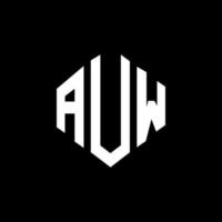 design de logotipo de carta auw com forma de polígono. auw polígono e design de logotipo em forma de cubo. modelo de logotipo de vetor hexágono auw cores brancas e pretas. auw monograma, logotipo de negócios e imóveis.