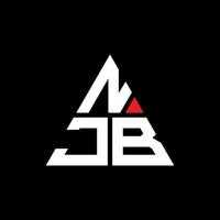 design de logotipo de letra de triângulo njb com forma de triângulo. monograma de design de logotipo de triângulo njb. modelo de logotipo de vetor de triângulo njb com cor vermelha. logotipo triangular njb logotipo simples, elegante e luxuoso.