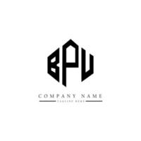design de logotipo de letra bpu com forma de polígono. bpu polígono e design de logotipo em forma de cubo. modelo de logotipo de vetor hexágono bpu cores brancas e pretas. monograma bpu, logotipo de negócios e imóveis.