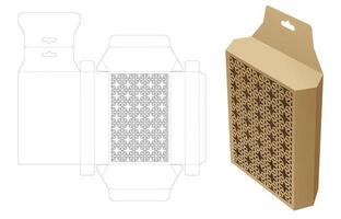 caixa hexagonal pendurada com modelo de corte e vinco de padrão árabe estampado e maquete 3d vetor