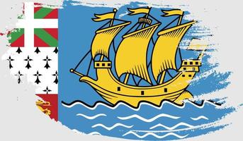 bandeira de saint pierre e miquelon com textura grunge vetor