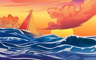 barco na ilustração do mar tempestuoso vetor