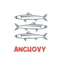 logotipo de ilustração vetorial de anchova simples vetor