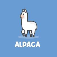 logotipo de ilustração de alpaca bonito dos desenhos animados vetor