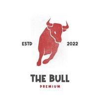 executando o logotipo de ilustração de touro vermelho vetor